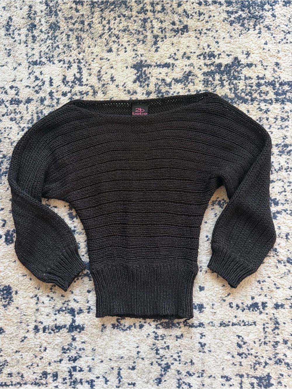Y2K bebe dark brown Knit Boatneck Sweater